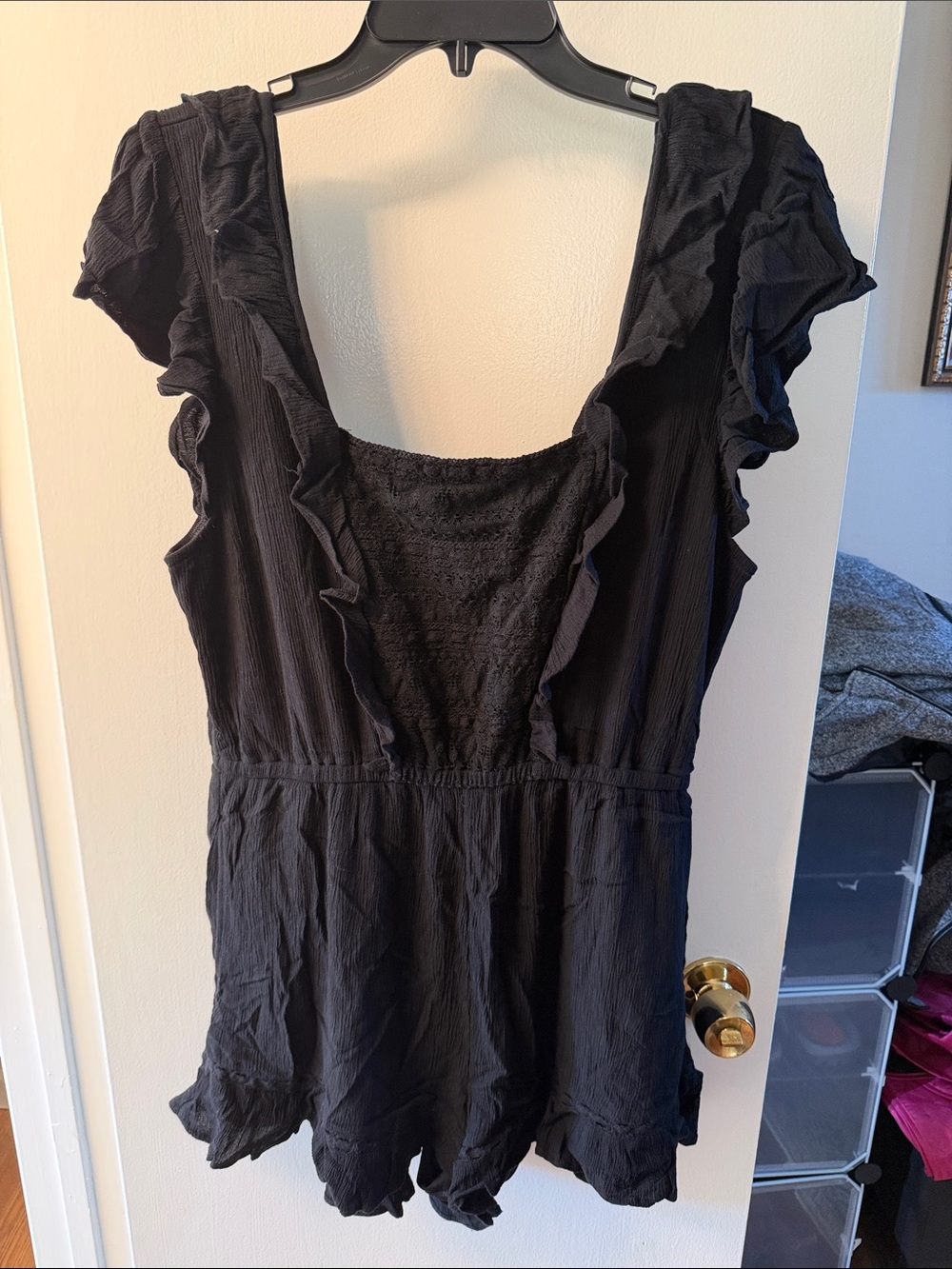 American Eagle Black Ruffled Romper